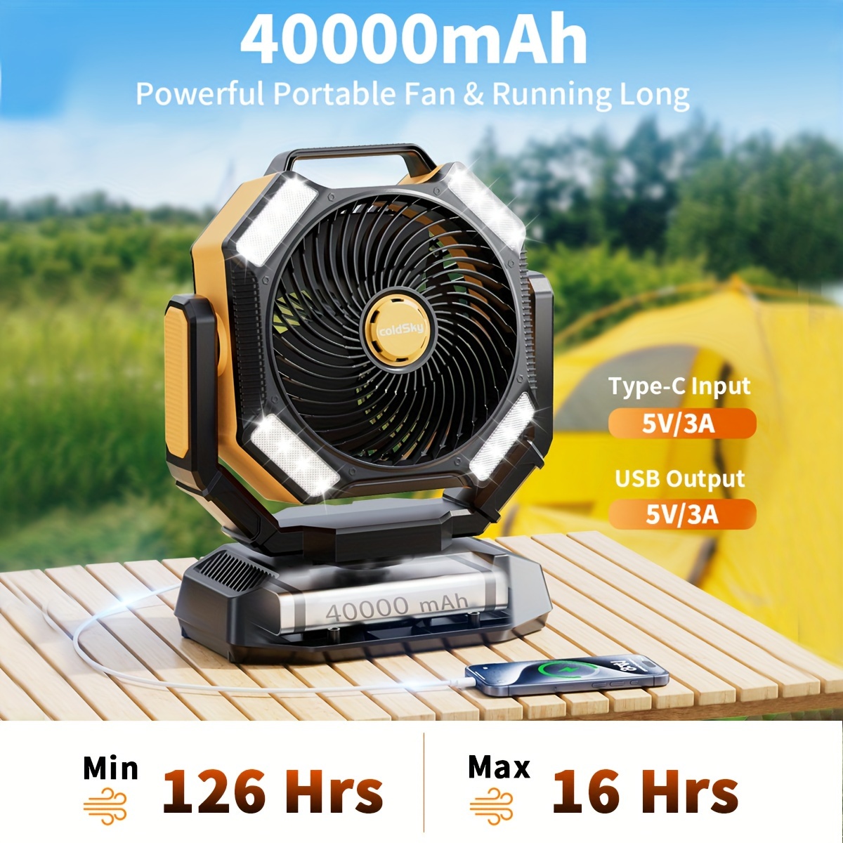 Power Outage Light - coldSky Camping Fan, Battery Powered Fan