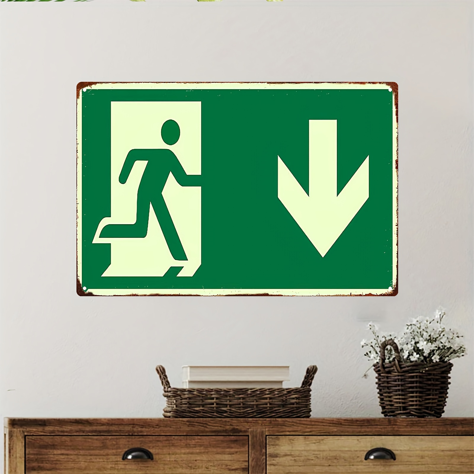 2D Vintage Metal Iron Sign | P - Emergency Exit Sign review and price