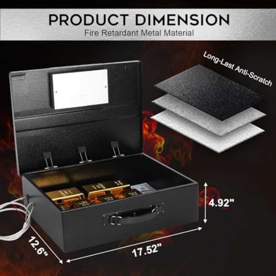 Portable Metal Safe Box with D - Fire Safe Document review and price