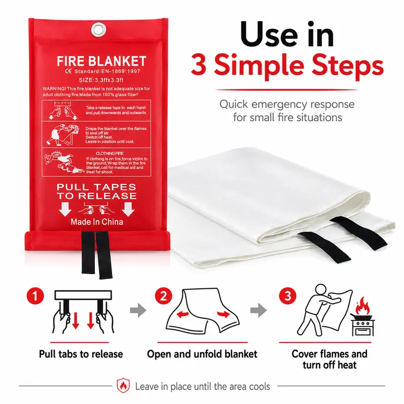 4 Pack Fiberglass Emergency Fi - Fire Blanket Kitchen review and price