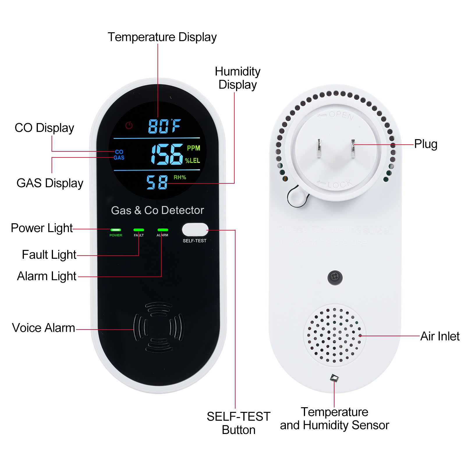 4 in 1 CO Monitor Alarm with L - Co Detector Plug review and price