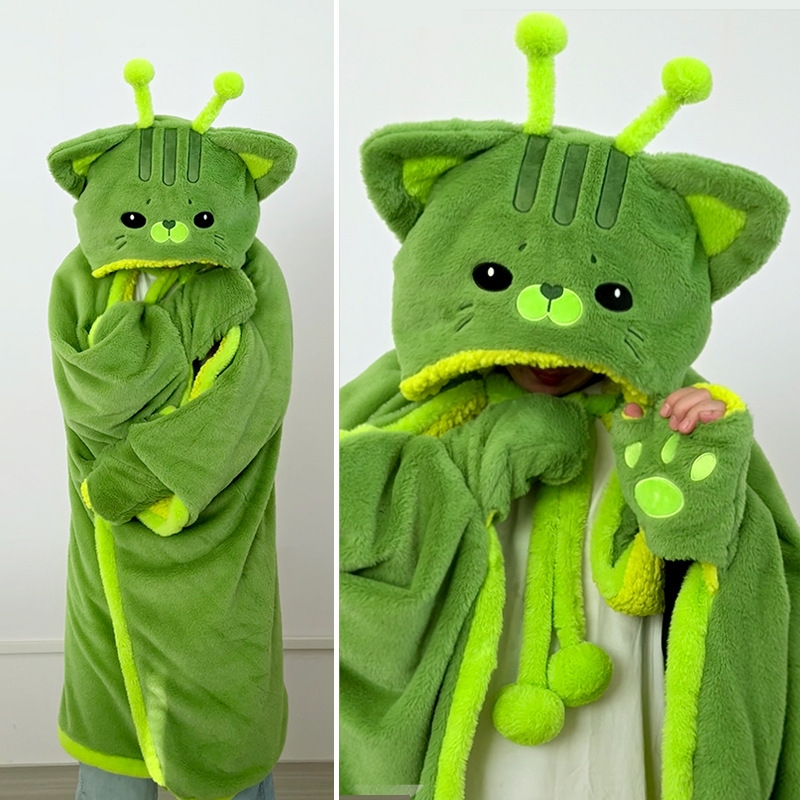 Cartoon Cute Alien Cat Hooded  - Fire Blanket Kitchen review and price