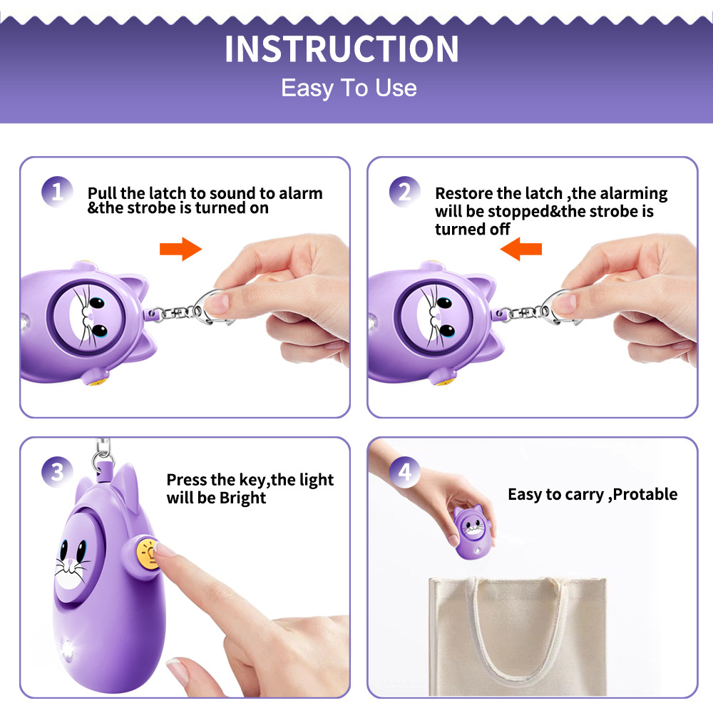 H8 2024 New Cute Cat Personal  - Personal Alarm Keychain review and price